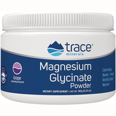 TM155 | Trace Minerals Magnesium Glycinate Powder, grape flavor, 180 g dietary supplement jar front