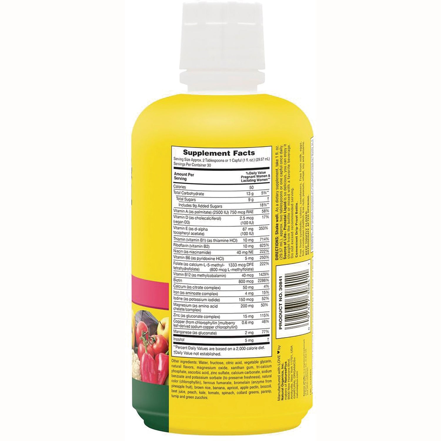 NTP049 | Back of yellow supplement bottle showing Supplement Facts nutrition label and ingredient text