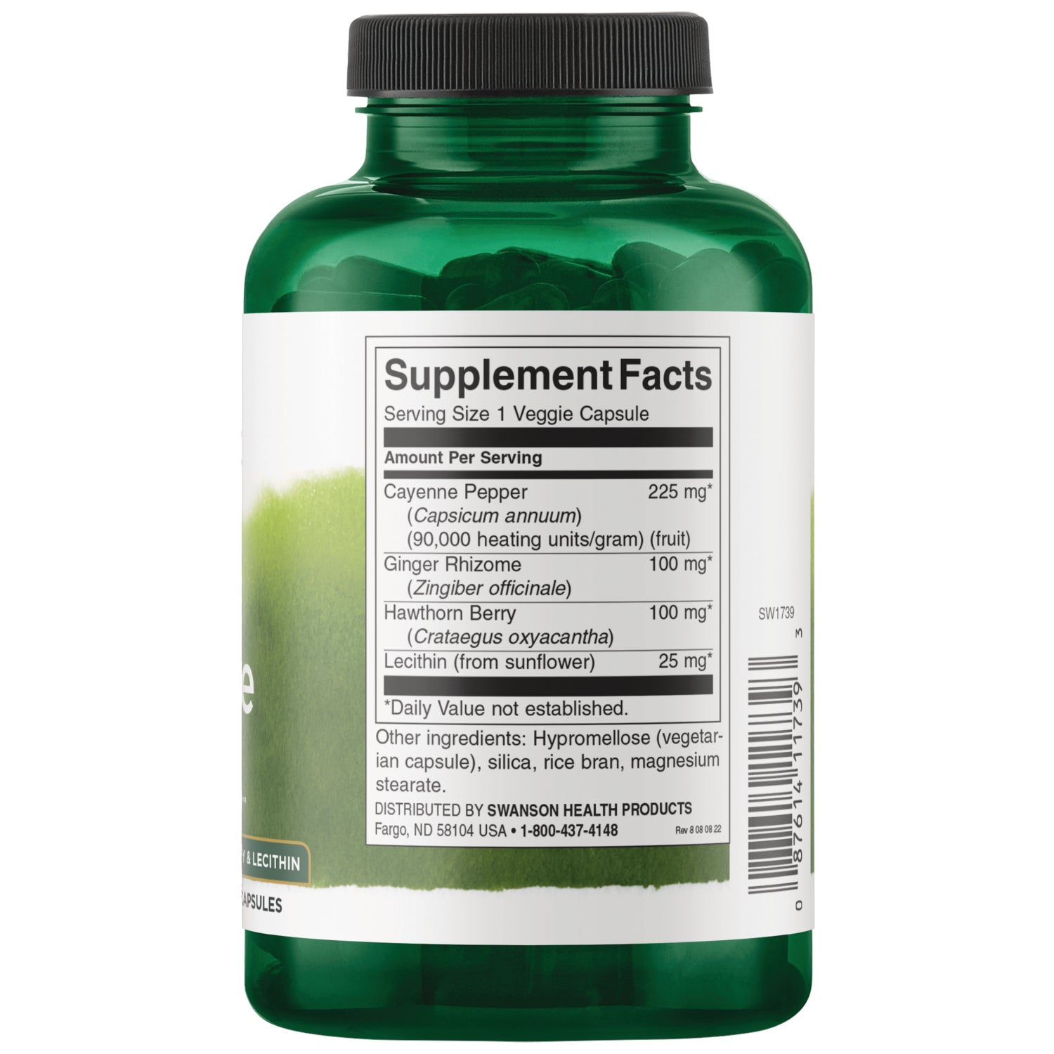 SW1739 | Back label with supplement facts and serving information