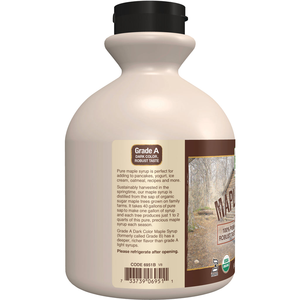 NWF926 | Back of maple syrup jug showing Grade A label, descriptive text, barcode and refrigerate after opening note - Thumbnail
