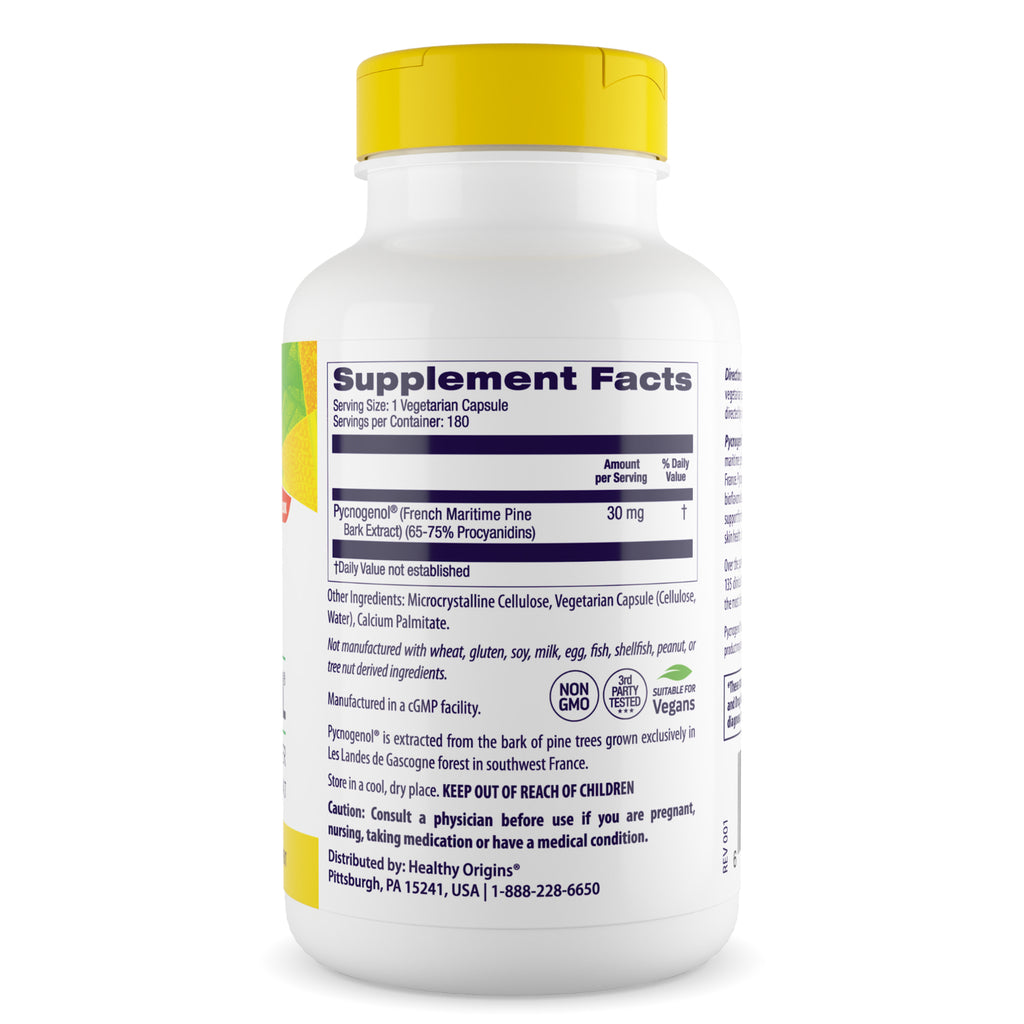 HRG061 | back of white supplement bottle showing Supplement Facts panel, ingredient list, and yellow cap - Thumbnail