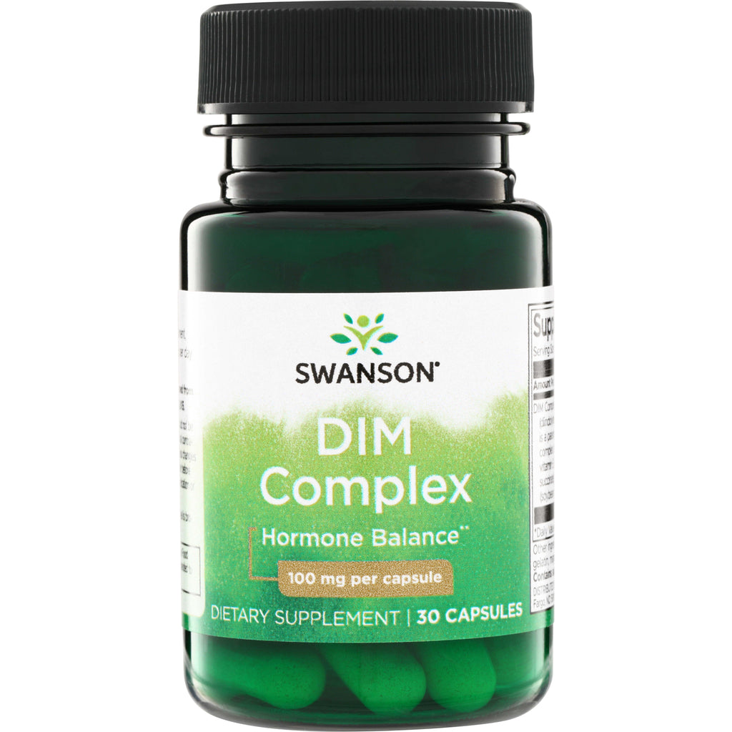 SWU119 | Swanson DIM Complex supplement bottle, Hormone Balance, 100 mg per capsule, 30 capsules - Thumbnail
