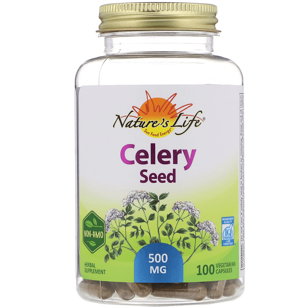 ZA201 | Nature's Life Celery Seed, 500 mg, 100 vegetarian capsules bottle