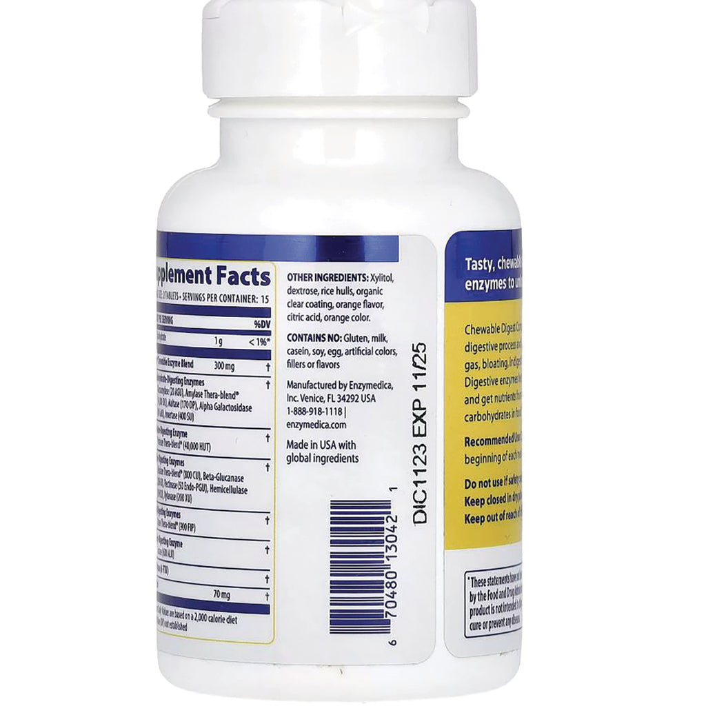 EMD073 | Back label of white supplement bottle showing Supplement Facts, other ingredients, barcode and vertical text DIC1123 EXP 11/25 - Thumbnail