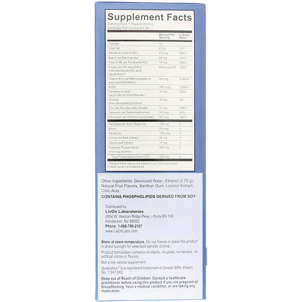 LVL005 | back label showing Supplement Facts panel, ingredient list, and distributor information - Thumbnail