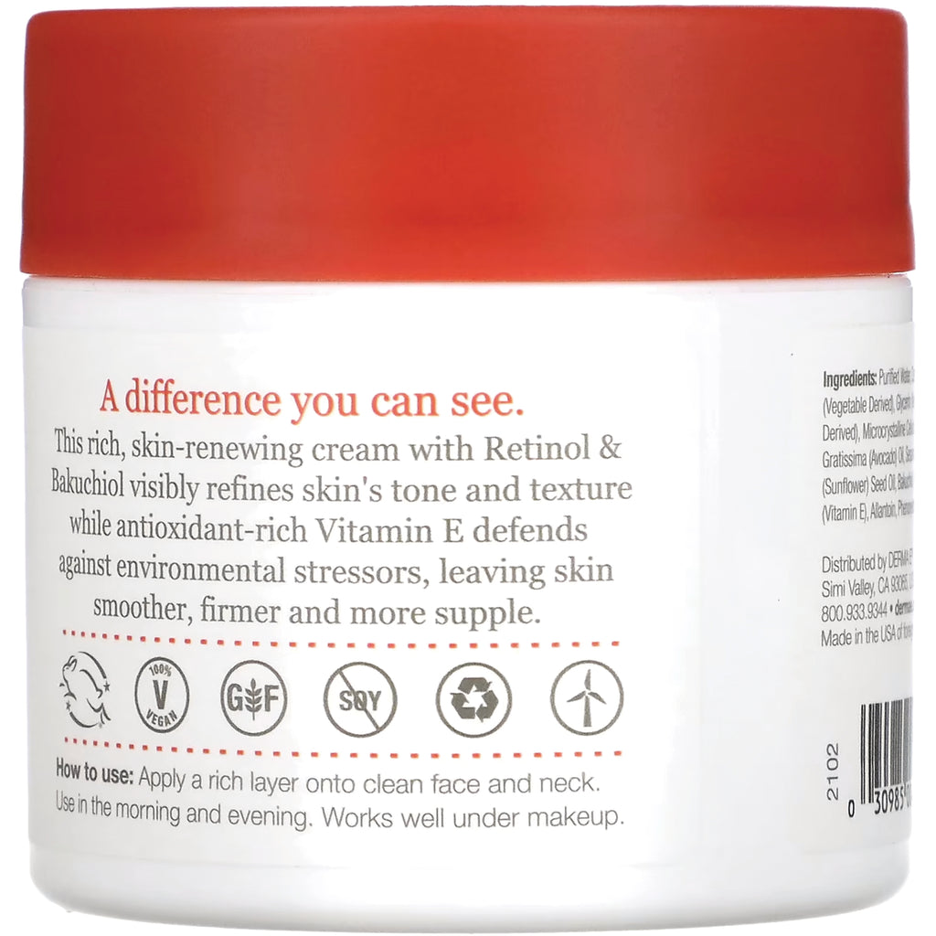 DE005 | Back of skin cream jar showing product description, how-to-use instructions and certification icons - Thumbnail