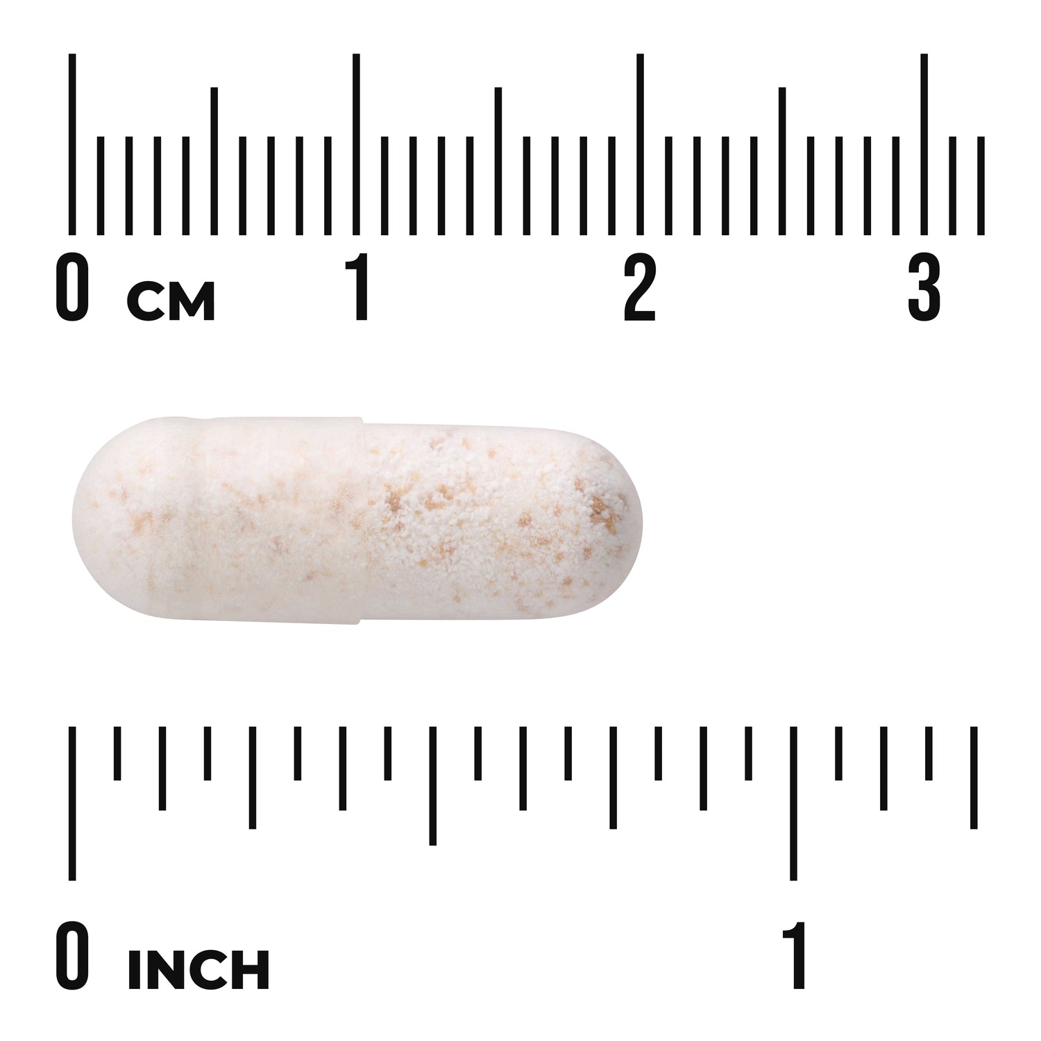 SWA027 | White capsule with cm and inch rulers for size reference