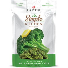 SKN011 | Simple Kitchen freeze-dried buttered broccoli pouch front with broccoli and butter pat
