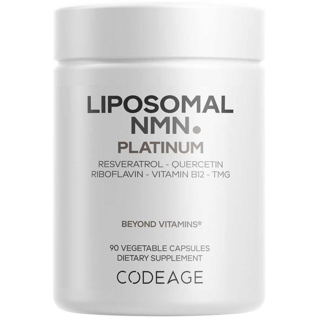 CDG040 | White Codeage NMN Platinum liposomal supplement jar labeled RESVERATROL - QUERCETIN, 90 capsules - Thumbnail