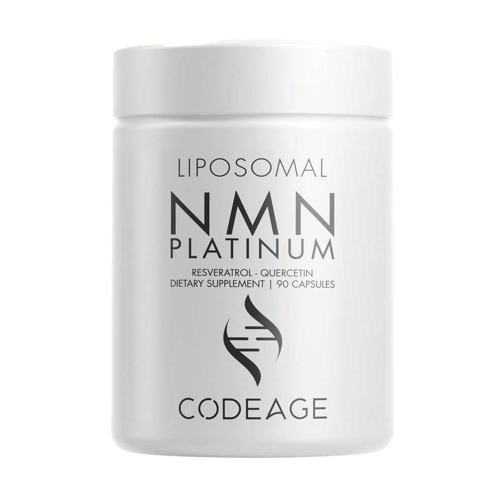 CDG040 | White Codeage NMN Platinum liposomal supplement jar labeled RESVERATROL - QUERCETIN, 90 capsules - Thumbnail