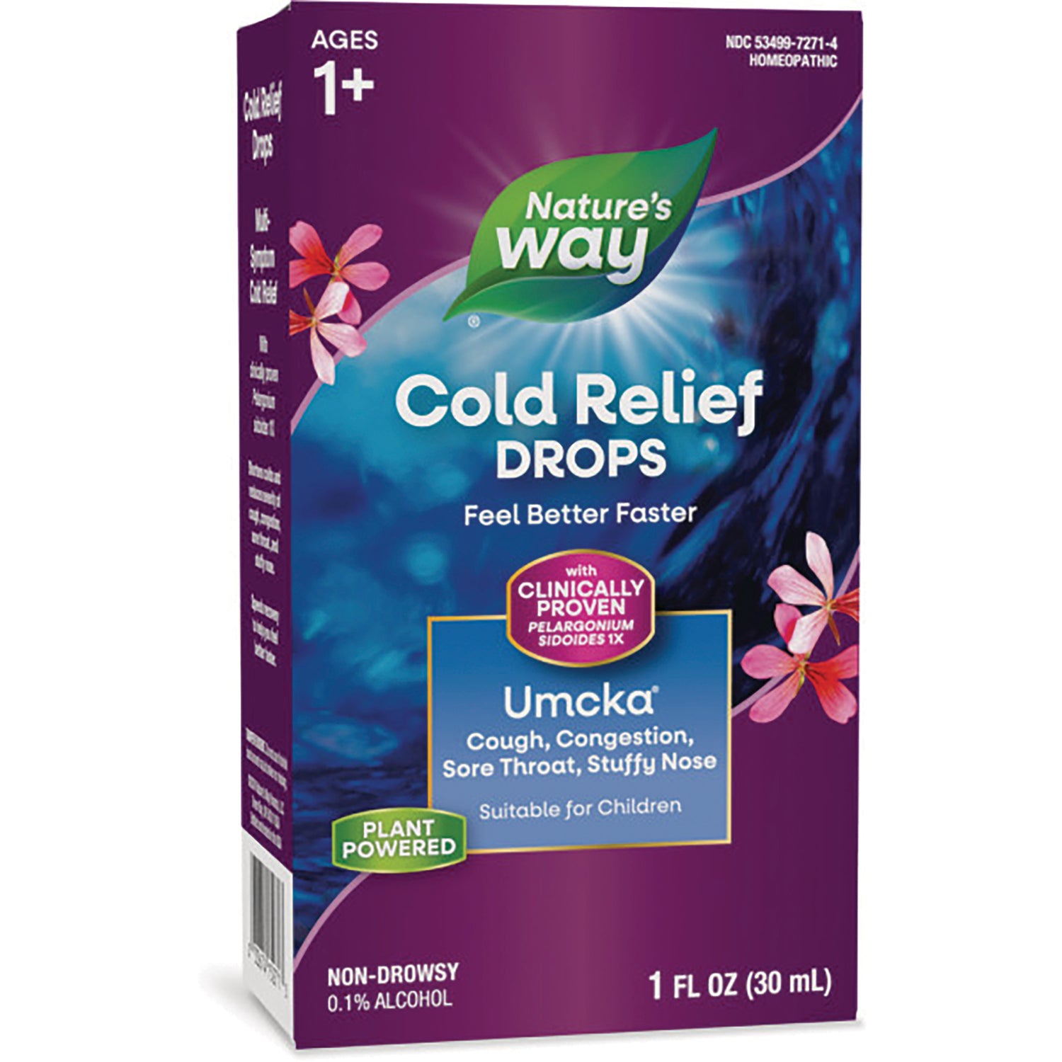 NW582 | Nature's Way Cold Relief Drops Umcka for cough, congestion and sore throat, 1 fl oz packaging
