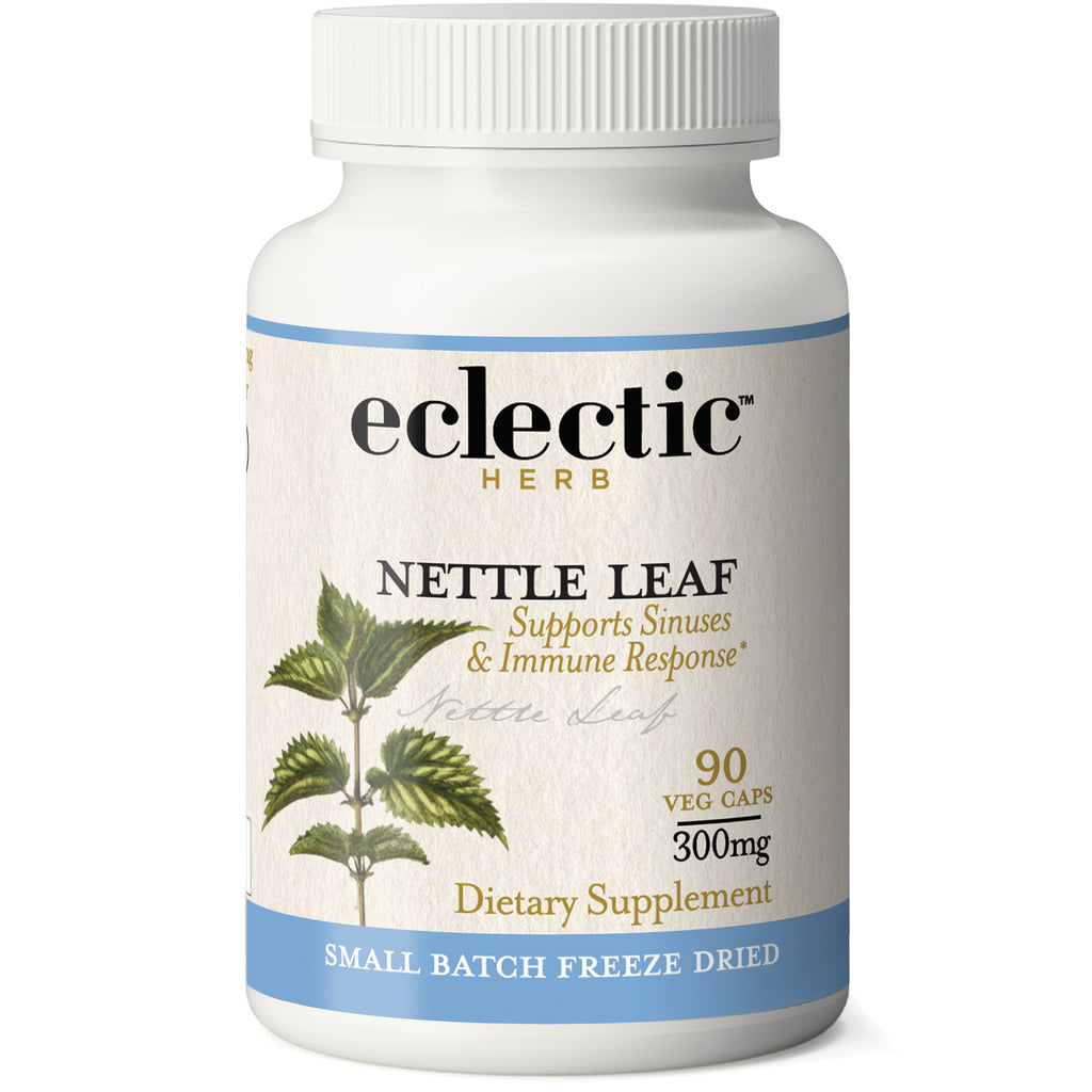 EC001 | Eclectic Herb Nettle Leaf dietary supplement bottle labeled 90 veg caps 300mg with botanical leaf illustration - Thumbnail