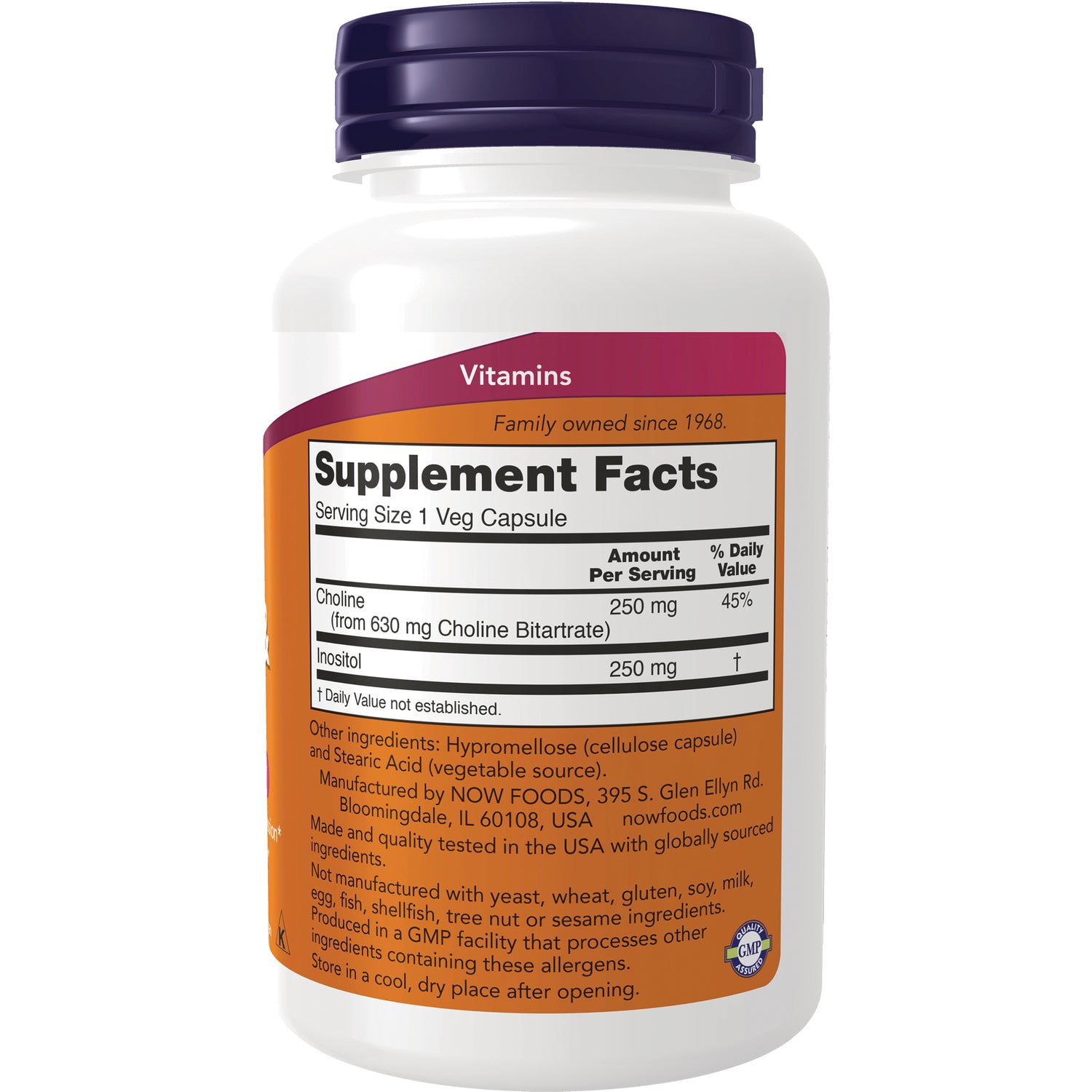 NWF866 | Back of white supplement bottle showing Supplement Facts panel and ingredients and manufacturer information