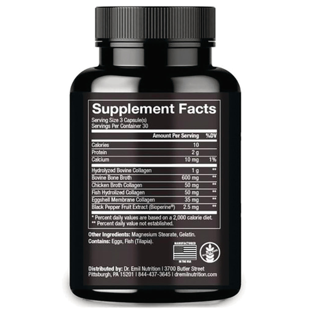 DRE001 | Back of black supplement bottle showing Supplement Facts panel and ingredients list - Thumbnail