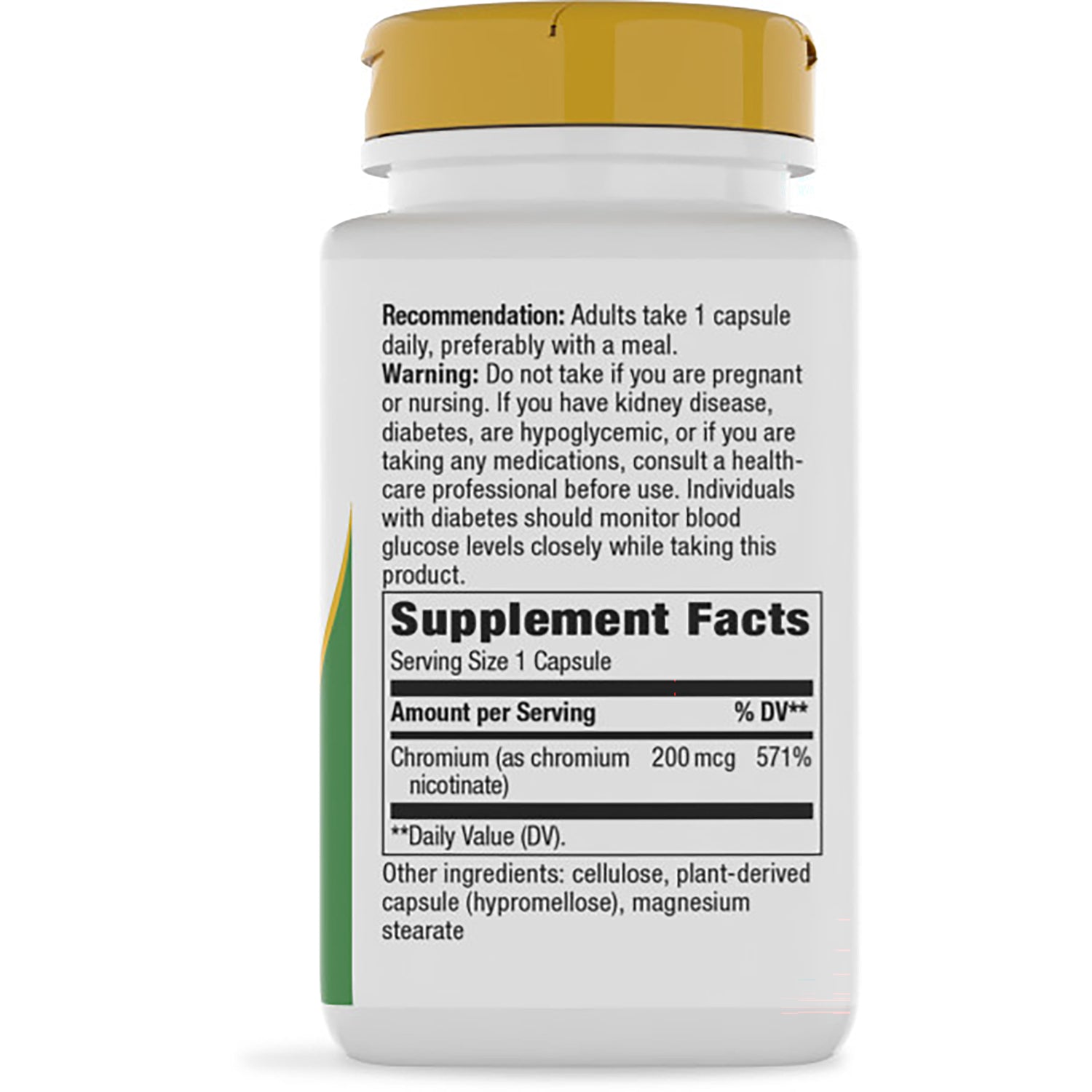 NW355 | Back of brown supplement bottle showing Supplement Facts panel, warnings, and ingredient list