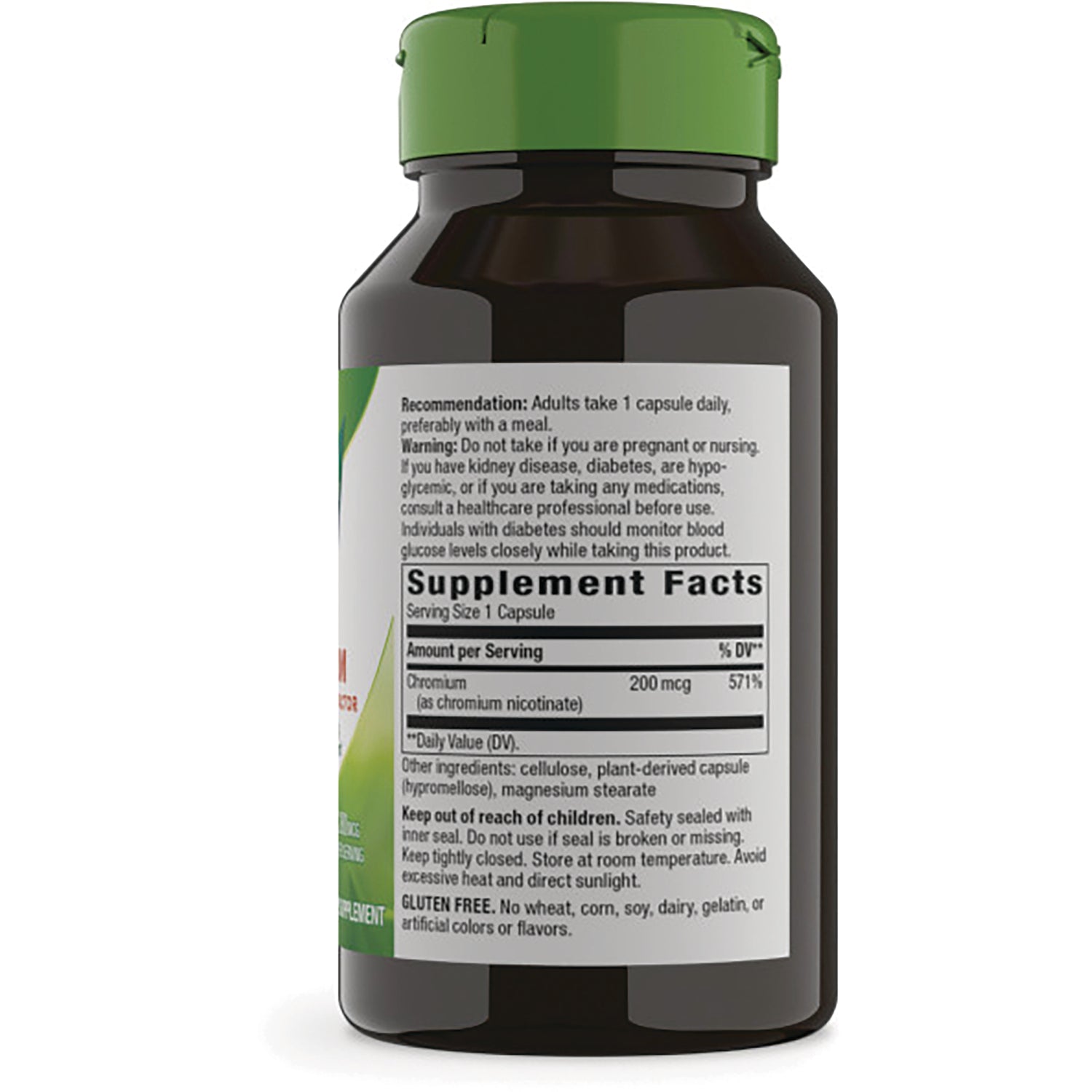 NW355 | Back of brown supplement bottle showing Supplement Facts panel, warnings, and ingredient list