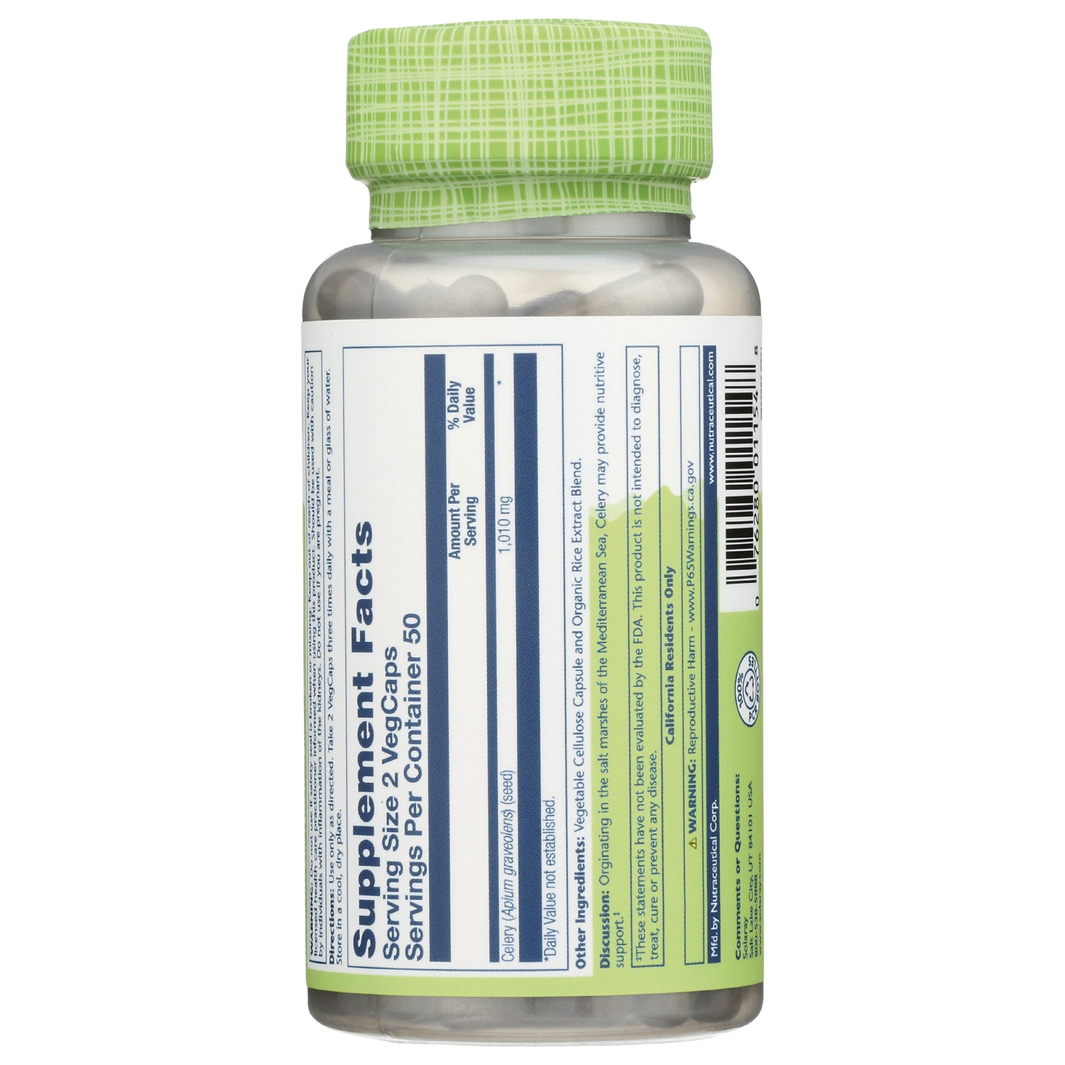 SLR339 | Back of supplement bottle showing Supplement Facts label, serving size details and barcode