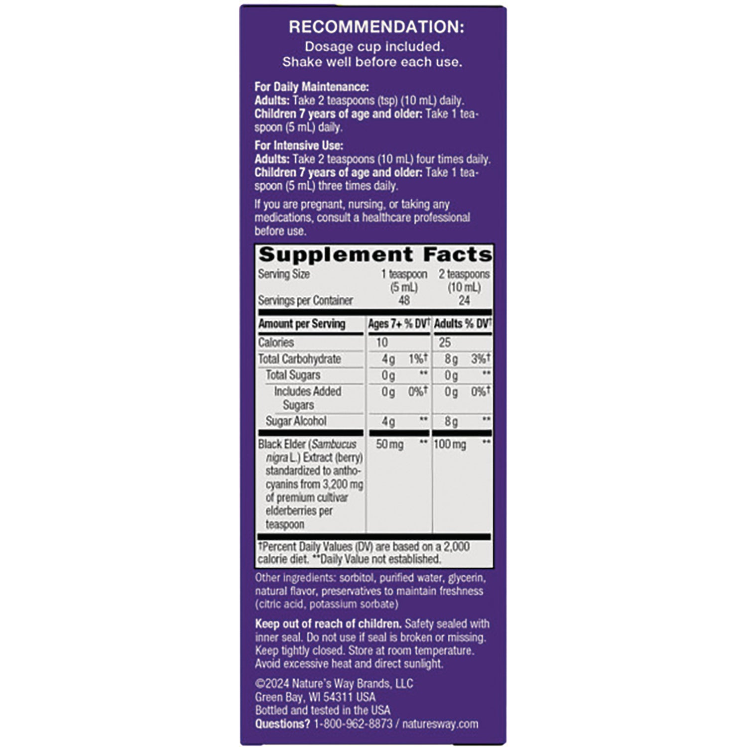 NW664 | back label showing directions, Supplement Facts panel, ingredients and safety warnings