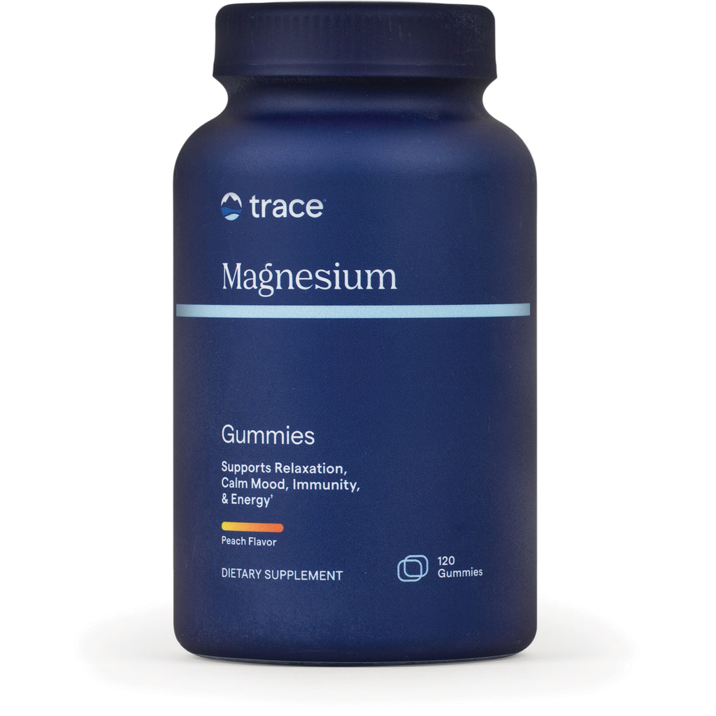 TM138 | Trace Magnesium Gummies bottle, peach flavor, dietary supplement, 120 gummies - Thumbnail