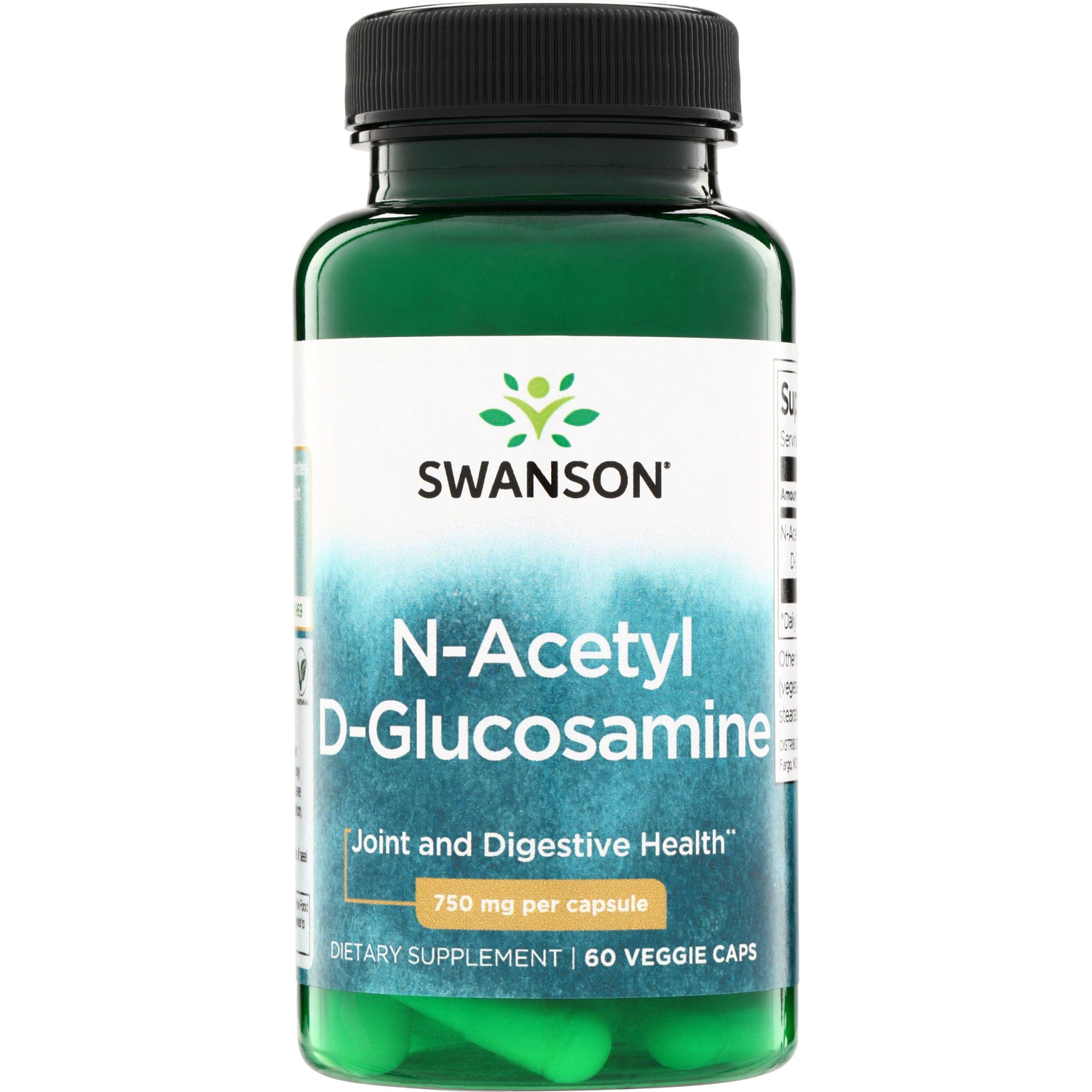SWU931 | Swanson N-Acetyl D-Glucosamine, 750 mg per capsule, 60 veggie caps, Joint and Digestive Health