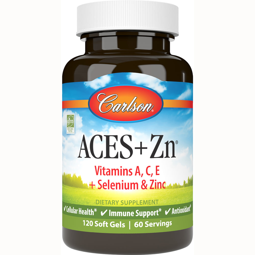 CSN049 | Carlson ACES+Zn vitamins A, C, E with selenium and zinc dietary supplement 120 soft gels 60 servings - Thumbnail