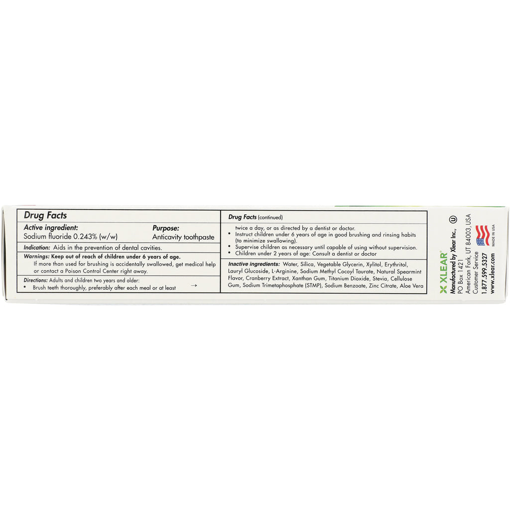 XL027 | Back panel with Drug Facts for anticavity toothpaste, sodium fluoride 0.243% and ingredients - Thumbnail