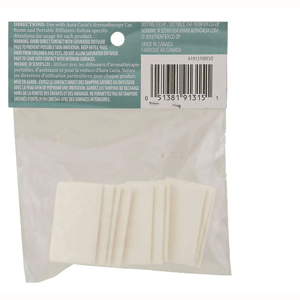 ARC019 | back of clear plastic package containing folded white diffuser refill pads with barcode and directions panel - Thumbnail