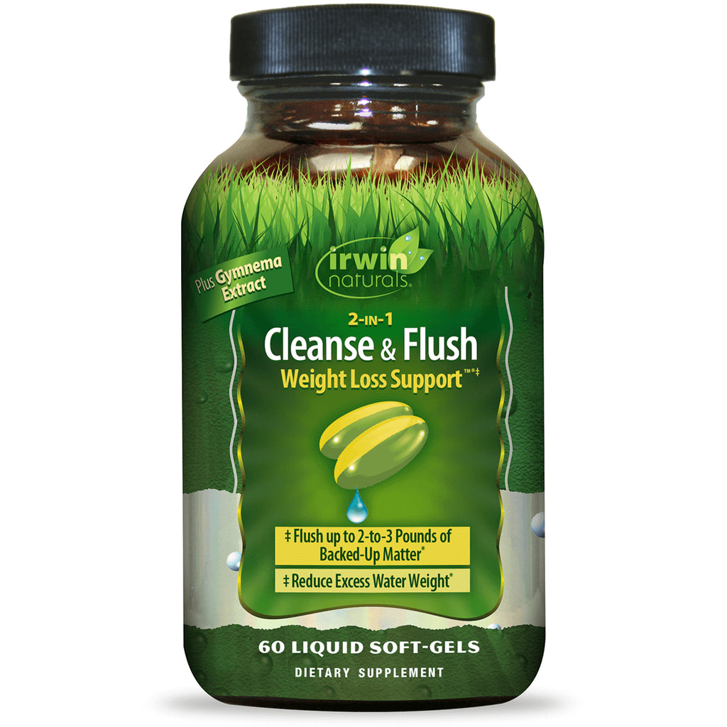 IR151 | Front view of Irwin Naturals Cleanse & Flush weight loss support bottle, 60 liquid soft-gels - Thumbnail