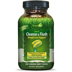 IR151 | Front view of Irwin Naturals Cleanse & Flush weight loss support bottle, 60 liquid soft-gels