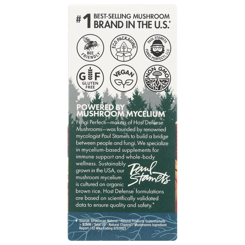 FUN006 | back of supplement box with certification icons and text Powered by Mushroom Mycelium and company description - Thumbnail