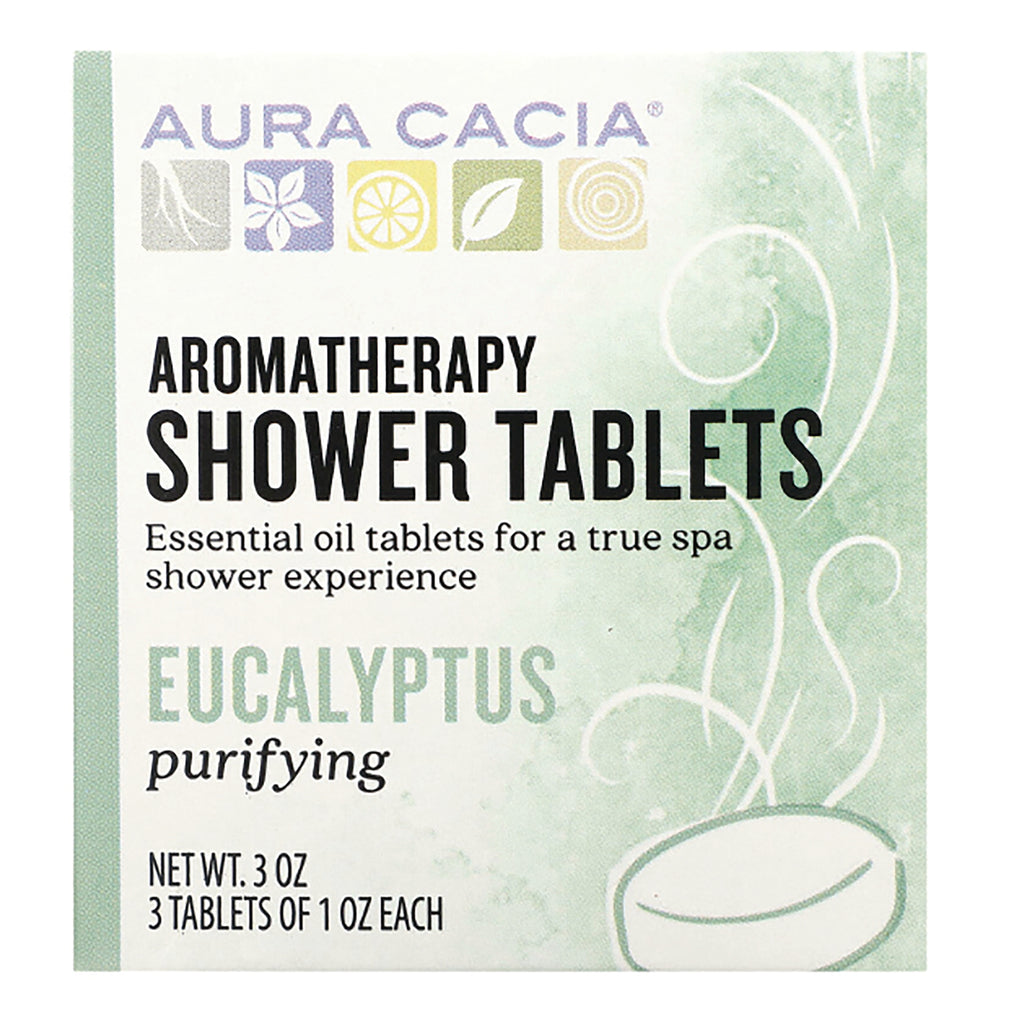 ARC054 | Aura Cacia aromatherapy shower tablets eucalyptus purifying front packaging - Thumbnail