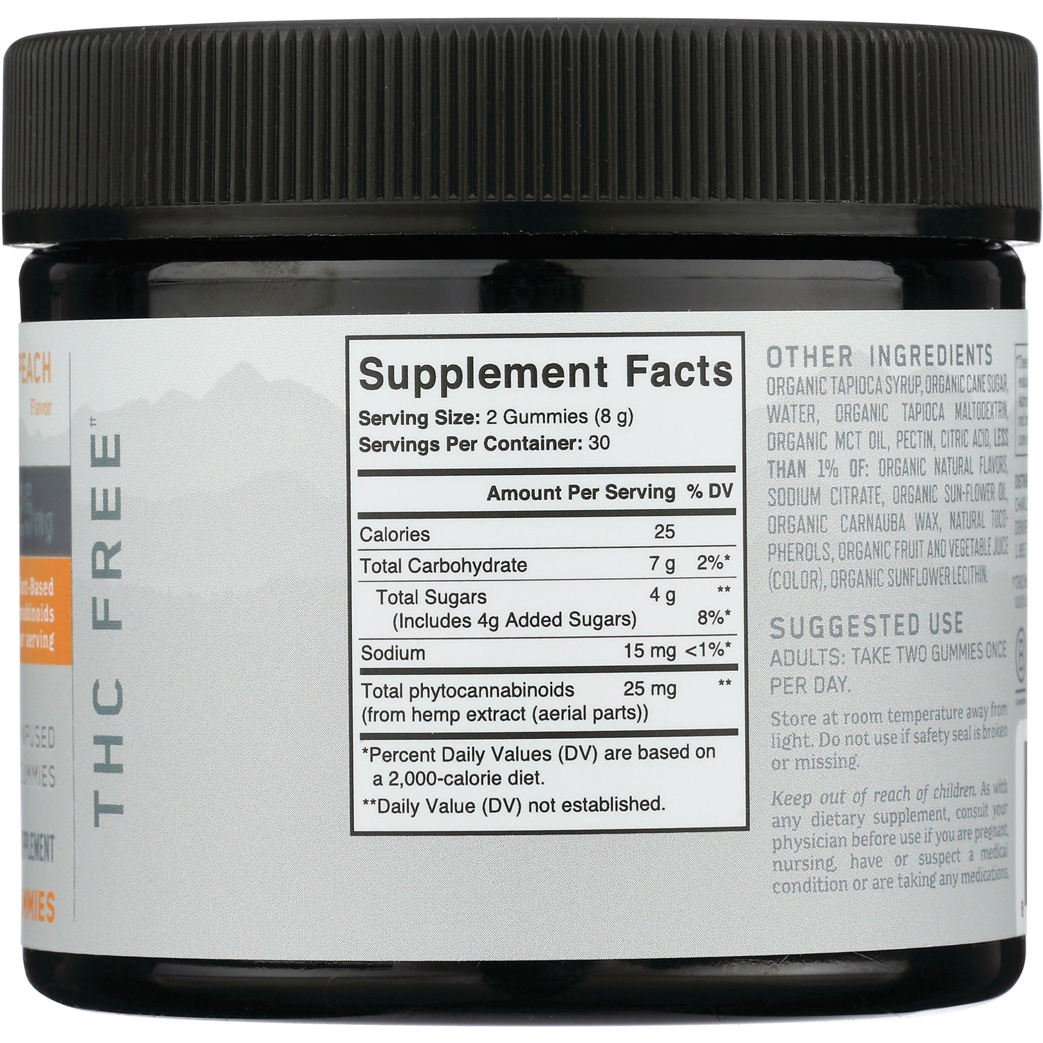 CHW041 | back of supplement jar showing Supplement Facts panel, ingredients and suggested use