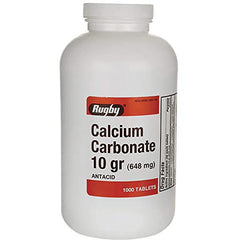 WAT079 | Rugby Calcium Carbonate 10 gr (648 mg) antacid bottle, 1000 tablets