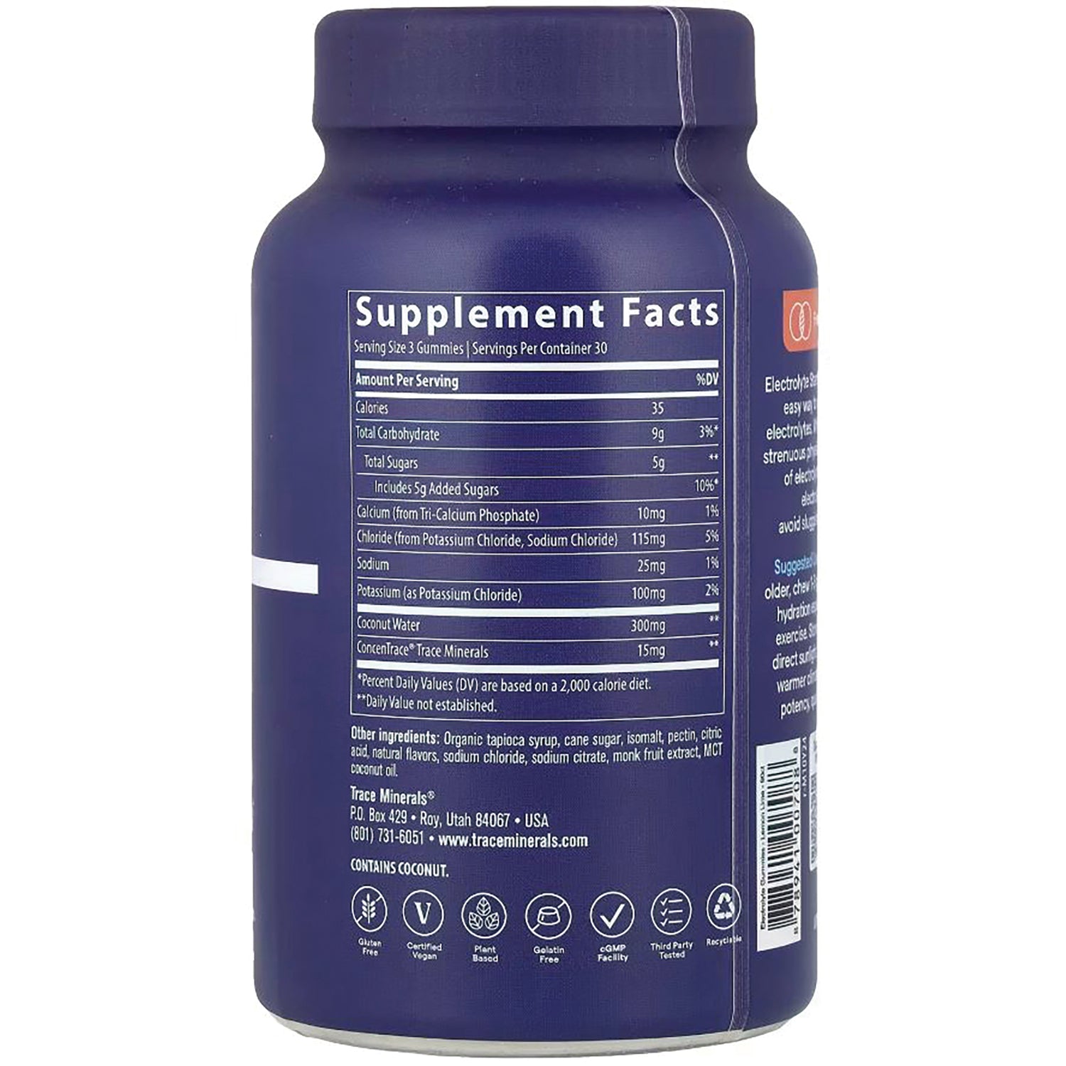 TM139 | Back of supplement bottle showing Supplement Facts panel and ingredients