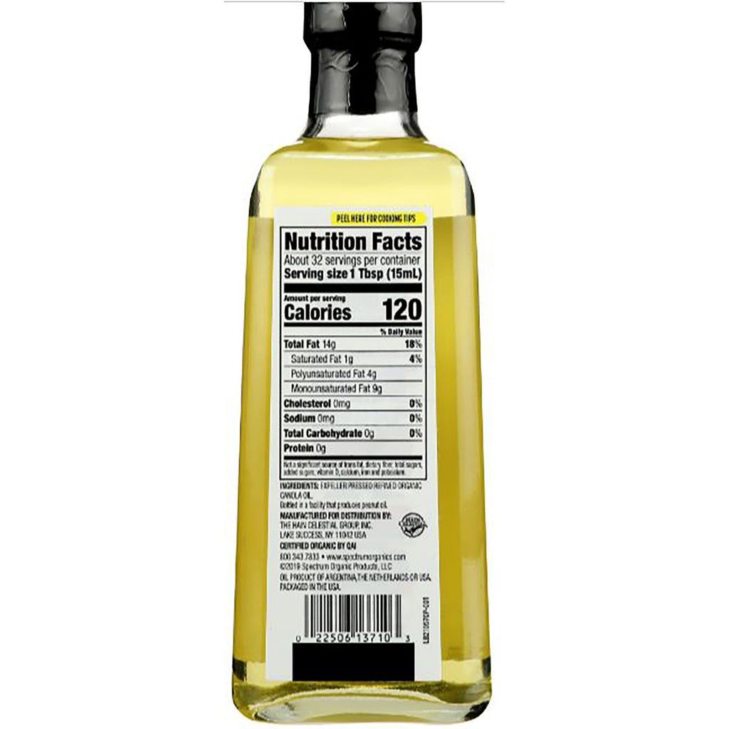 SP046 | Back of oil bottle with Nutrition Facts panel, 120 calories per 1 Tbsp (15 mL) - Thumbnail