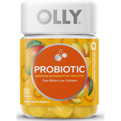 OLY009 | OLLY Probiotic tropical mango gummy jar, 50 count, one billion live cultures