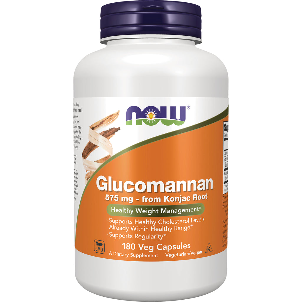 NWF544 | NOW Glucomannan 575 mg from Konjac Root bottle, 180 Veg Capsules dietary supplement - Thumbnail