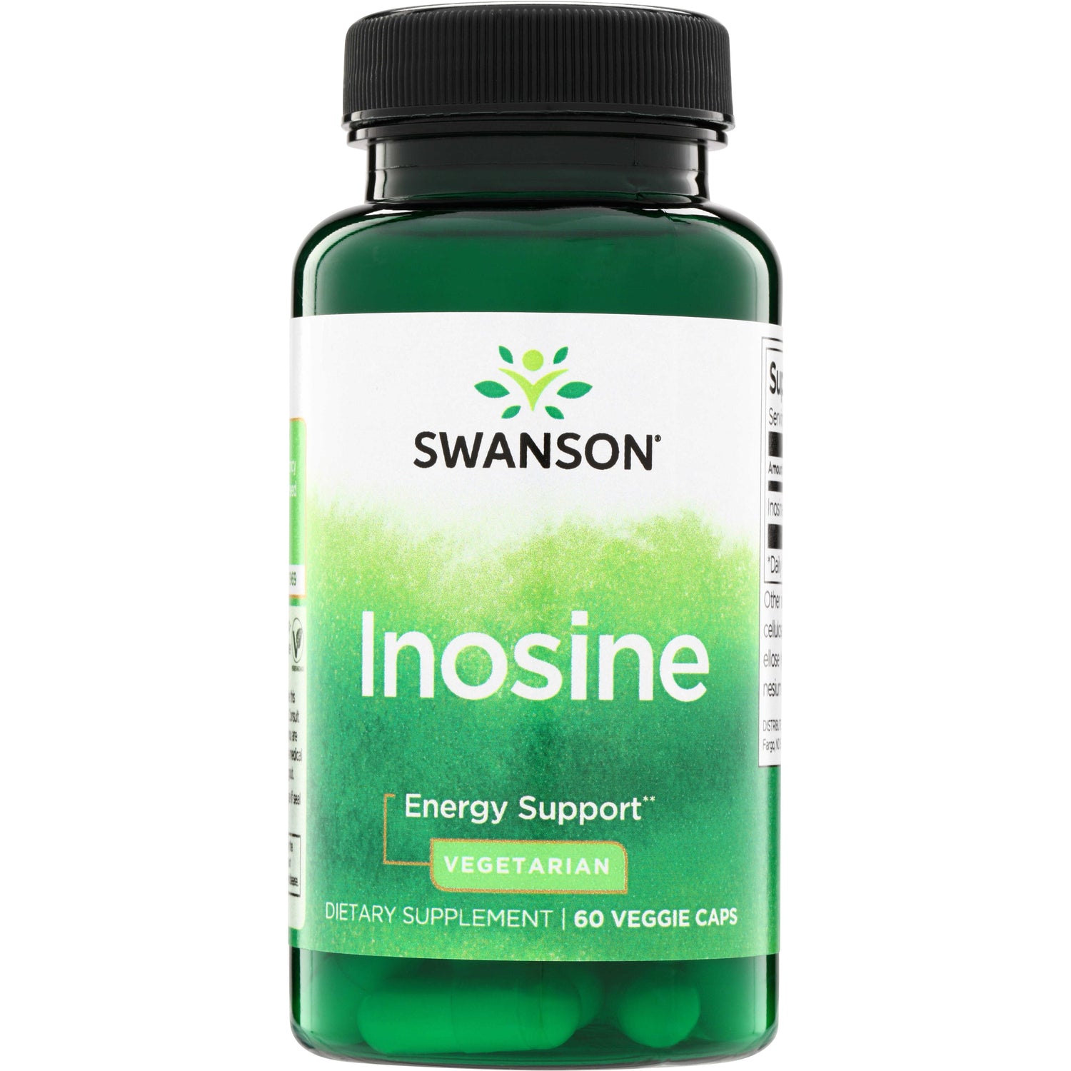SW1379 | Swanson Inosine supplement bottle front, Energy Support, Vegetarian, 60 veggie caps