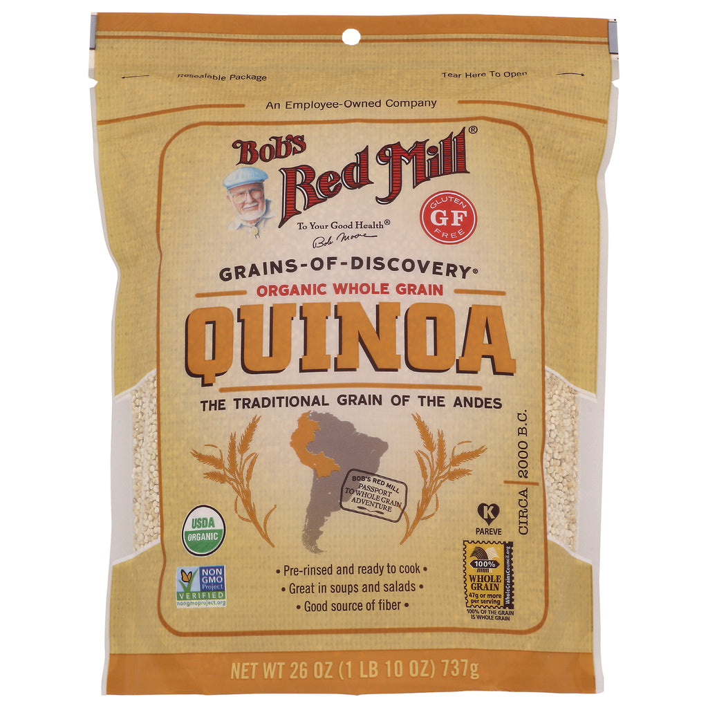 BOB277 | Bob's Red Mill organic whole grain quinoa front packaging, 26 oz bag - Thumbnail