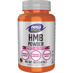 NWF1295 | NOW Sports HMB Powder supplement bottle front label reading Sports Recovery, Net Wt 90 g (3.2 oz)