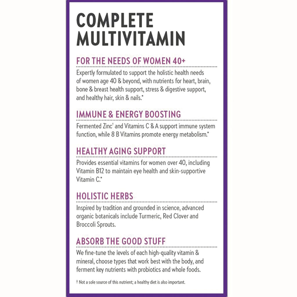 NWC226 | product infographic listing benefits for women 40+ including immune and energy boosting, healthy aging support, and holistic herbs - Thumbnail