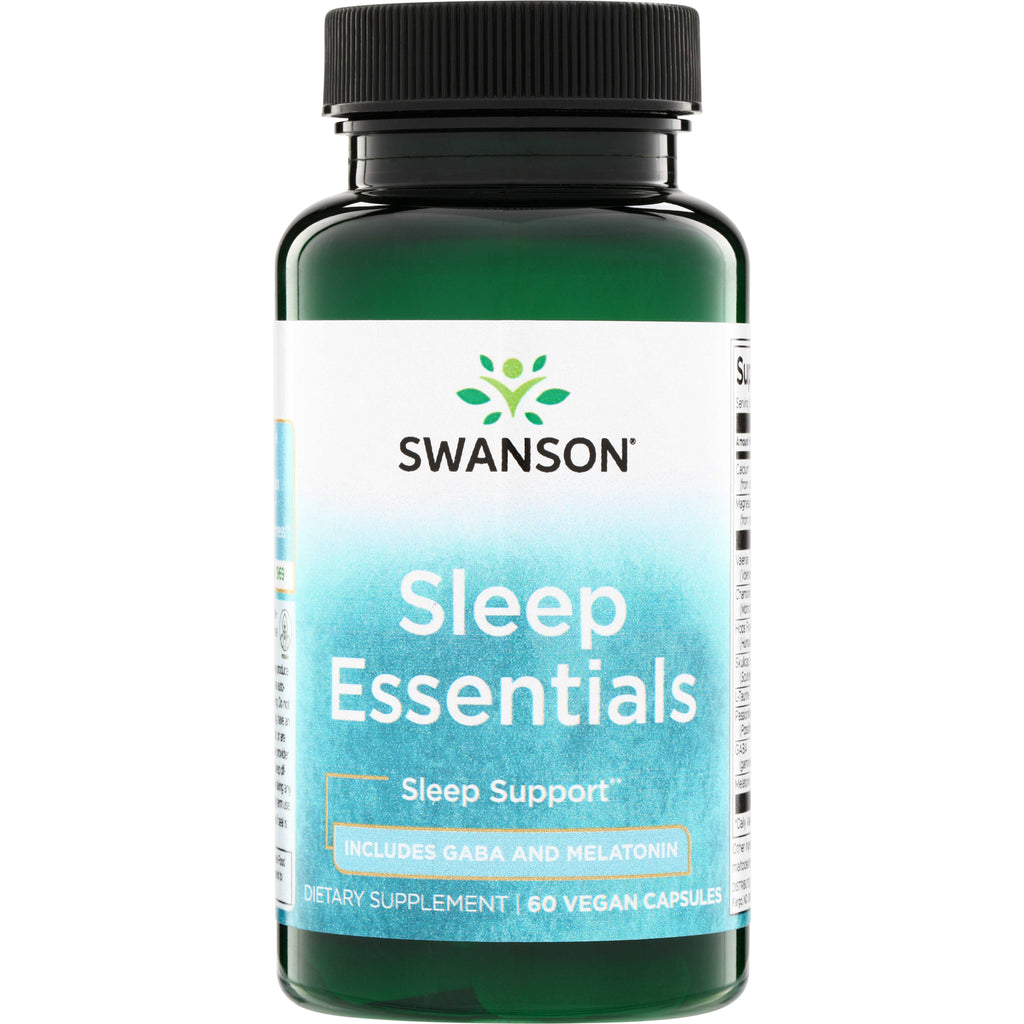 SWC104 | Swanson Sleep Essentials supplement bottle, Sleep Support, includes GABA and melatonin, 60 vegan capsules - Thumbnail