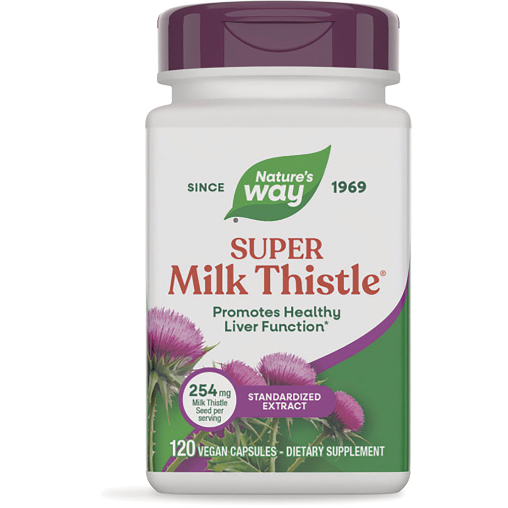 ET264 | Nature's Way Super Milk Thistle bottle front, 120 vegan capsules, promotes healthy liver function - Thumbnail