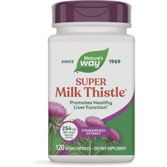 ET264 | Nature's Way Super Milk Thistle bottle front, 120 vegan capsules, promotes healthy liver function
