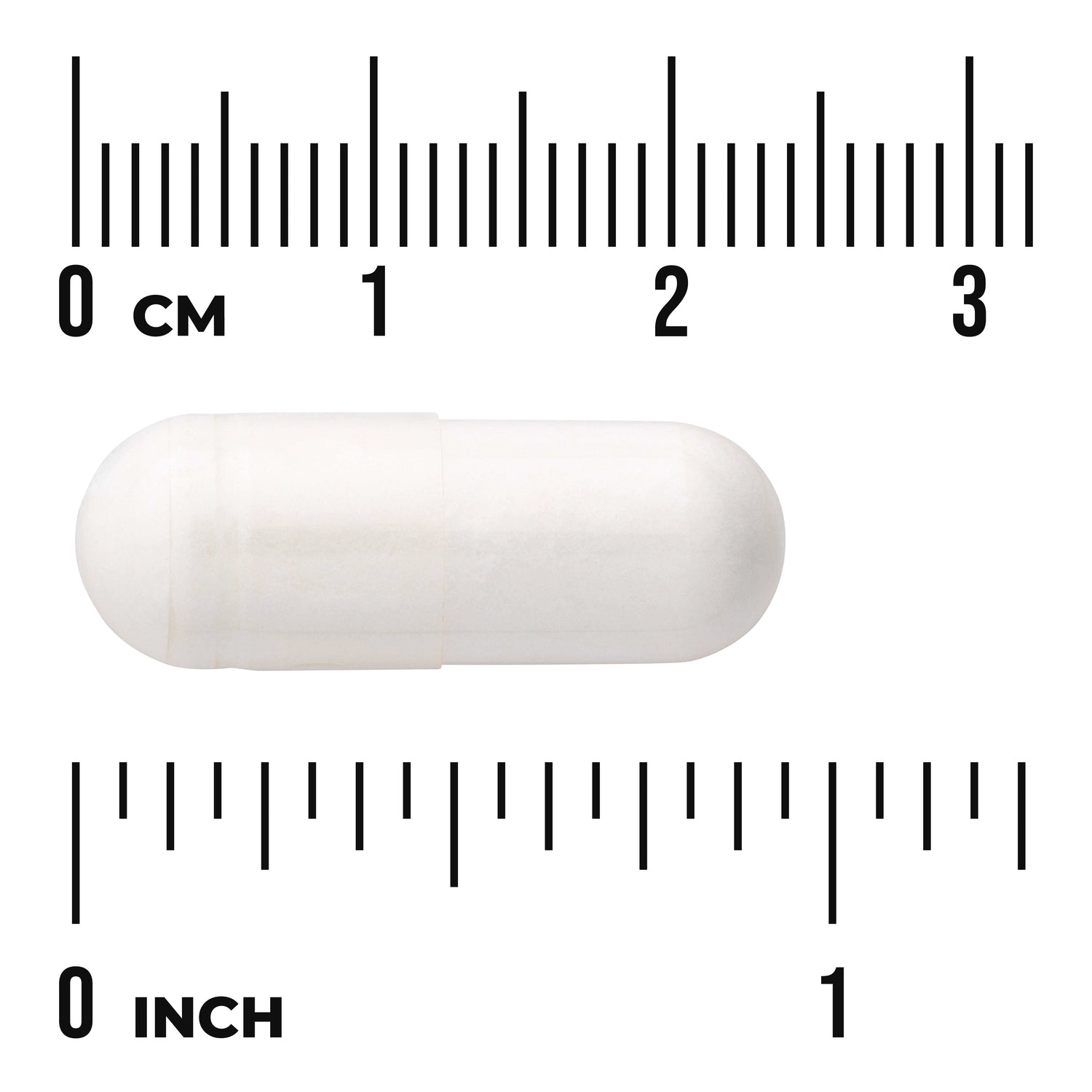 SW855 | White capsule with size scale in centimeters and inches