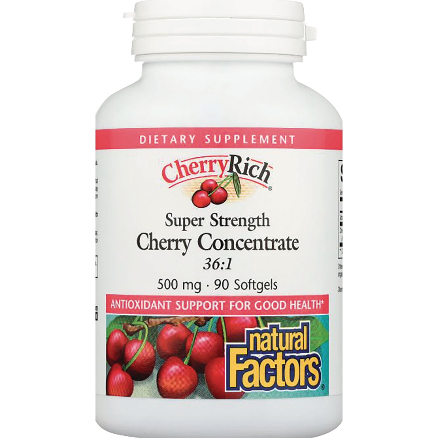 NFC134 | Natural Factors CherryRich Super Strength Cherry Concentrate 500 mg 90 softgels bottle