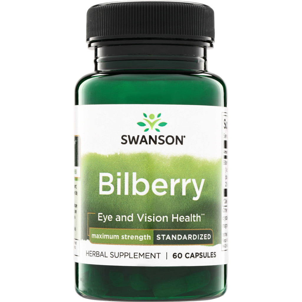 SWH115 | Swanson Bilberry supplement bottle, Maximum Strength Standardized, Eye and Vision Health, 60 capsules - Thumbnail