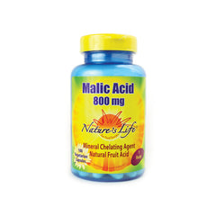 NSL022 | Nature's Life Malic Acid 800 mg supplement bottle, front view, blue bottle with yellow label