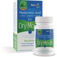 HYL013 | Hyaluronic Acid HylaMints bottle and box for Dry Mouth mint lozenges