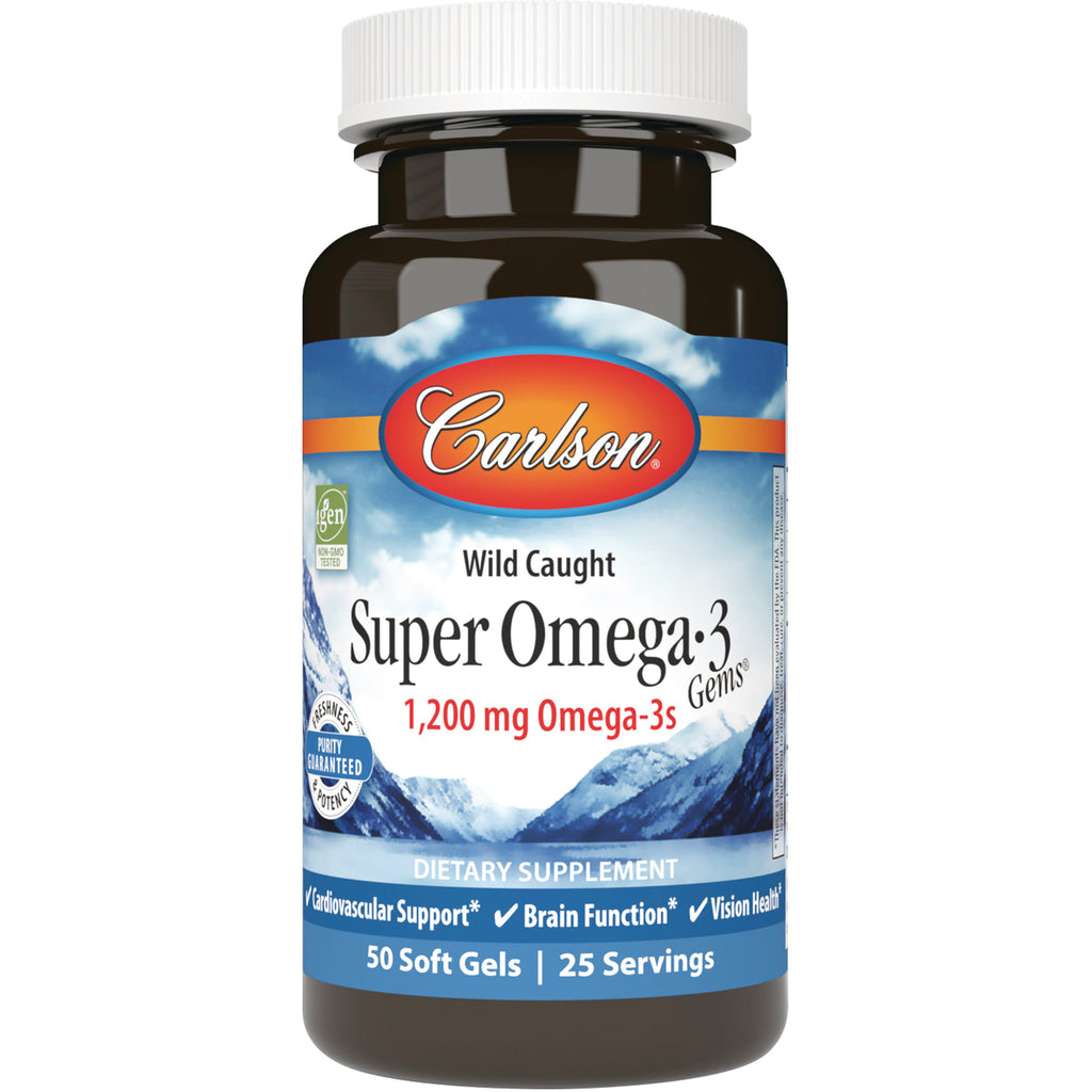 CSN145 | Carlson Super Omega-3 1,200 mg dietary supplement bottle, 50 soft gels - Thumbnail